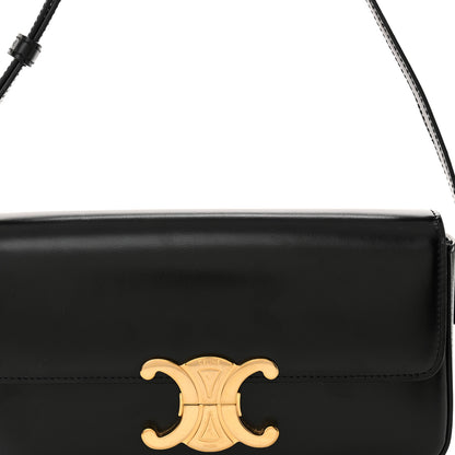 Celine Shiny Calfskin Triomphe Shoulder Bag Black 9 of 11