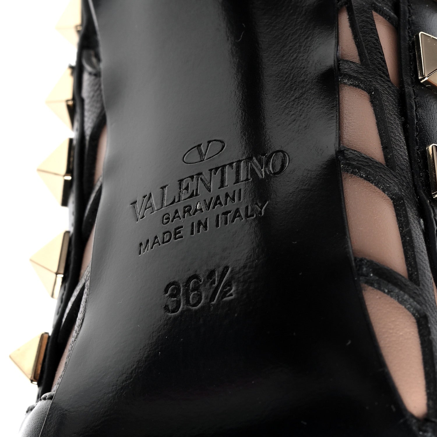 Valentino Garavani Calfskin Nappa Boudoir Rockstud Ankle Strap 100mm Pumps 36.5 Rose Cannelle Black 6 of 8