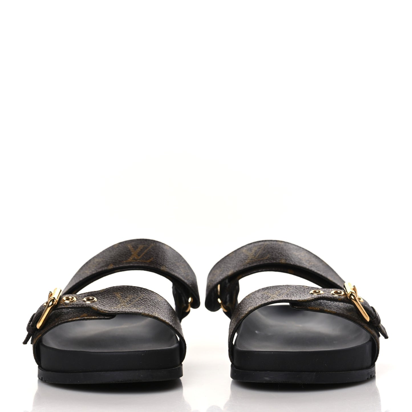 Patent Monogram Bom Dia Flat Mule Sandals 39 Black