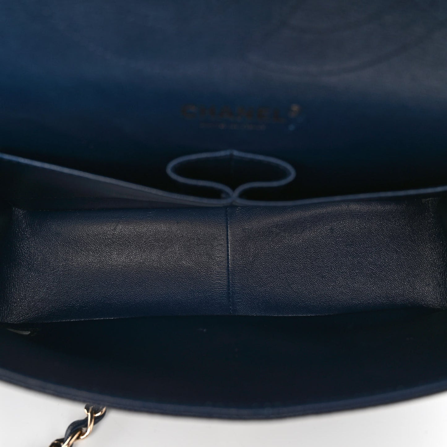 Caviar Quilted Jumbo Double Flap Navy Blue