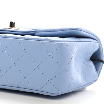 Chanel Lambskin Quilted Mini Rectangular Flap Light Blue 9 of 9