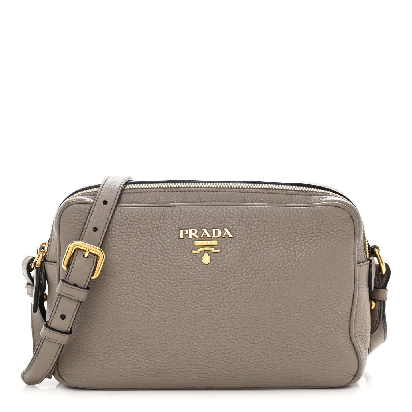 Vitello Daino Medium Double Zip Shoulder Bag Argilla
