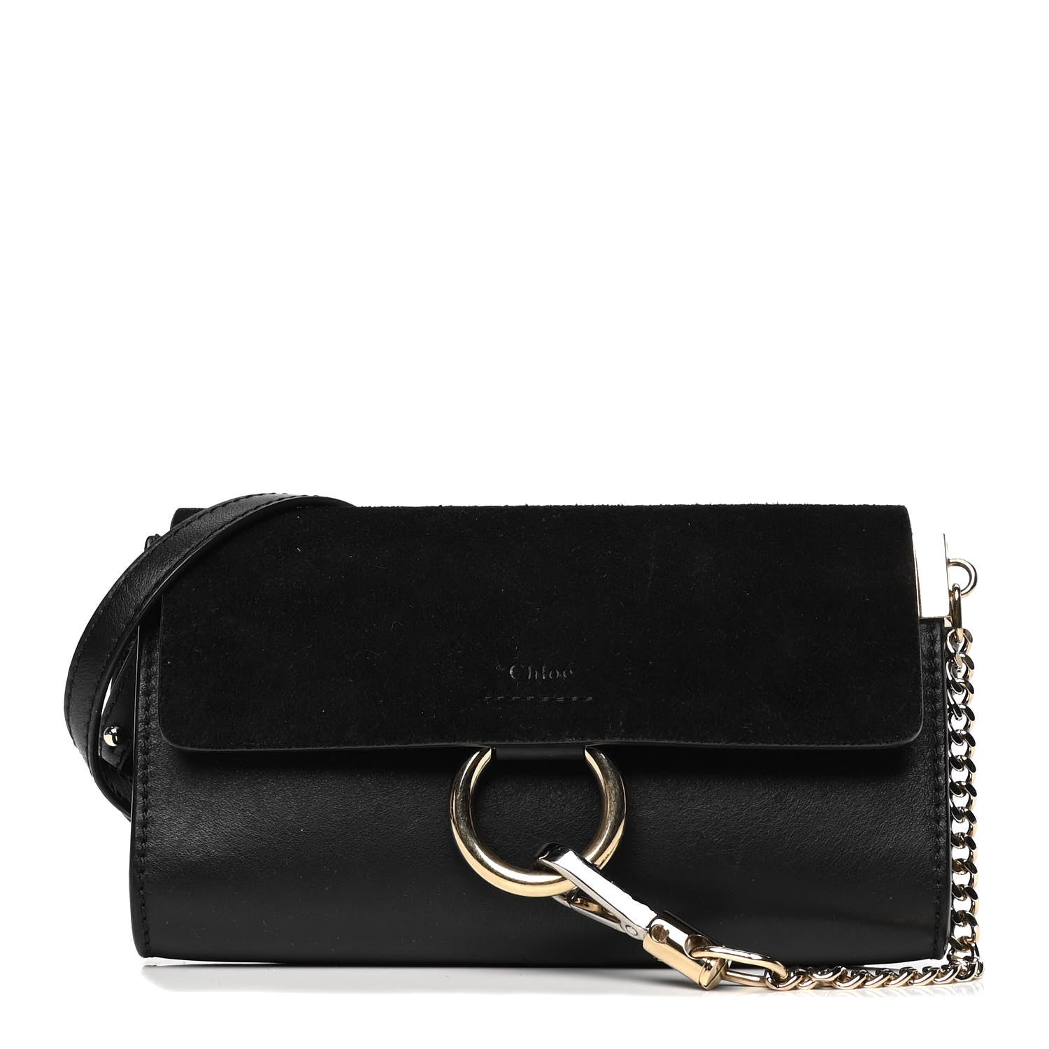 Chloe Suede Calfskin Mini Faye Shoulder Bag Black 1 of 5