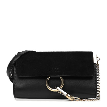 Chloe Suede Calfskin Mini Faye Shoulder Bag Black 1 of 5