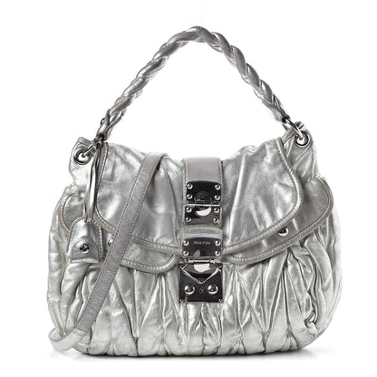 Miu Miu Metallic Nappa Matelasse Coffer Silver 1 of 22