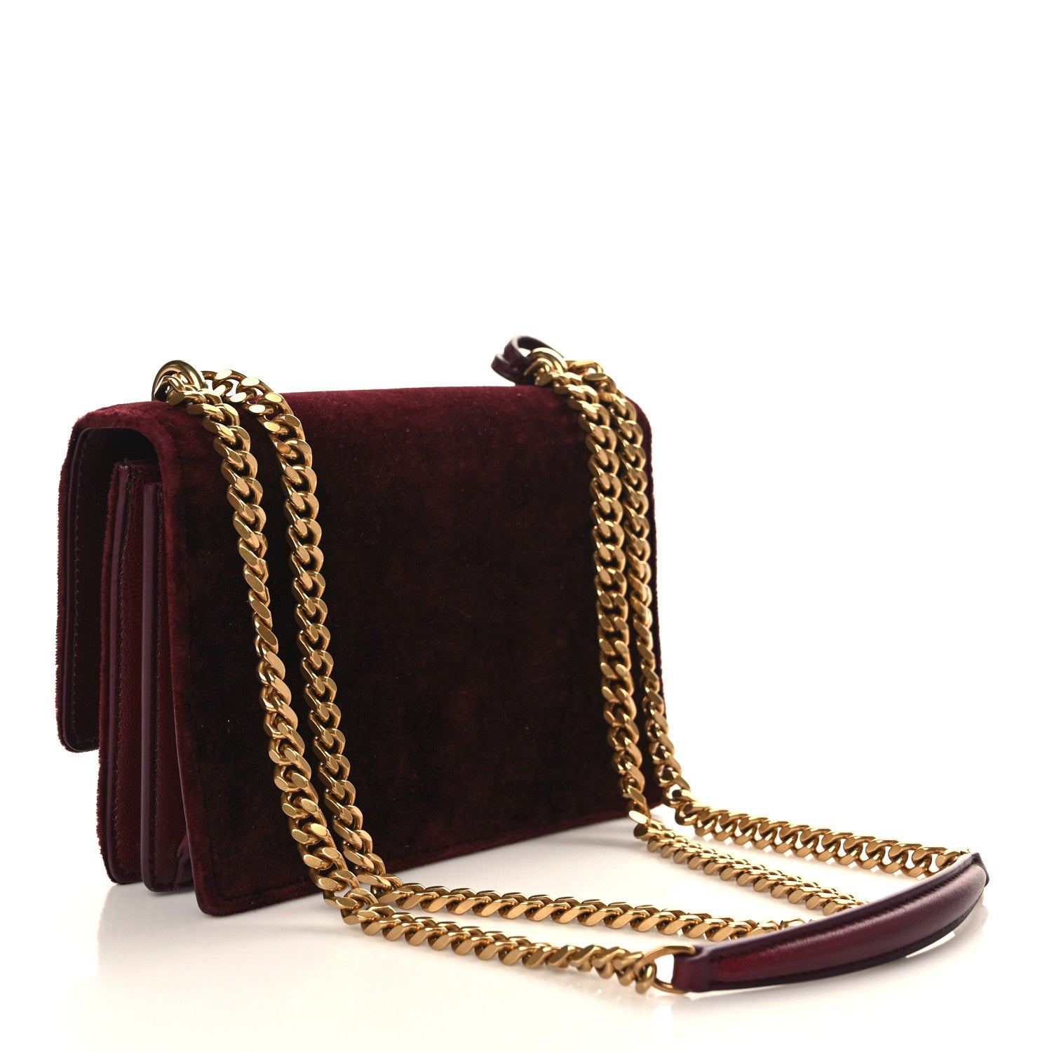 Saint Laurent Velvet Small Monogram Sunset Burgundy 2 of 7