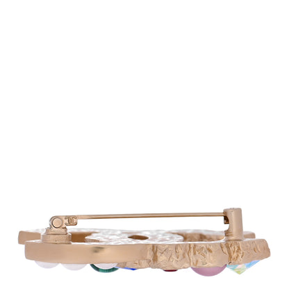 Chanel Pearl CC Crystal Brooch Gold Multicolor 4 of 5