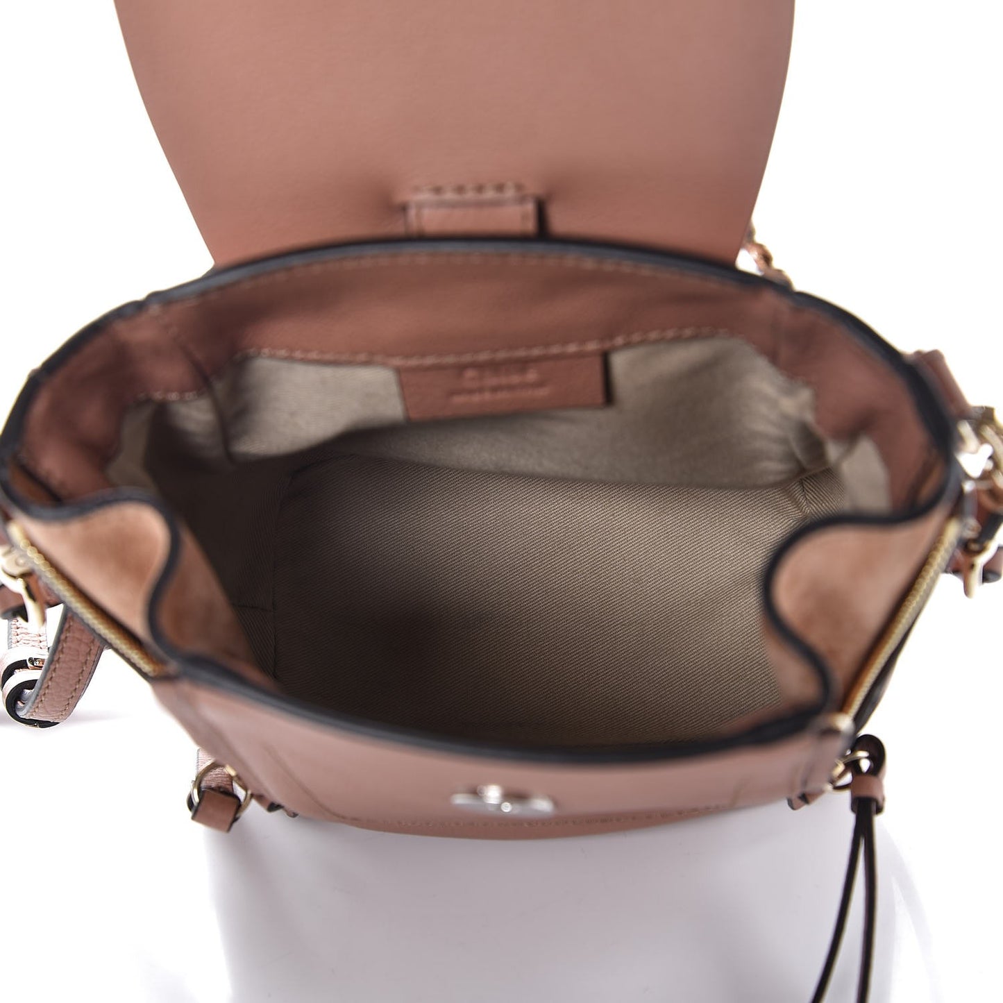 Suede Calfskin Mini Faye Backpack Nougat