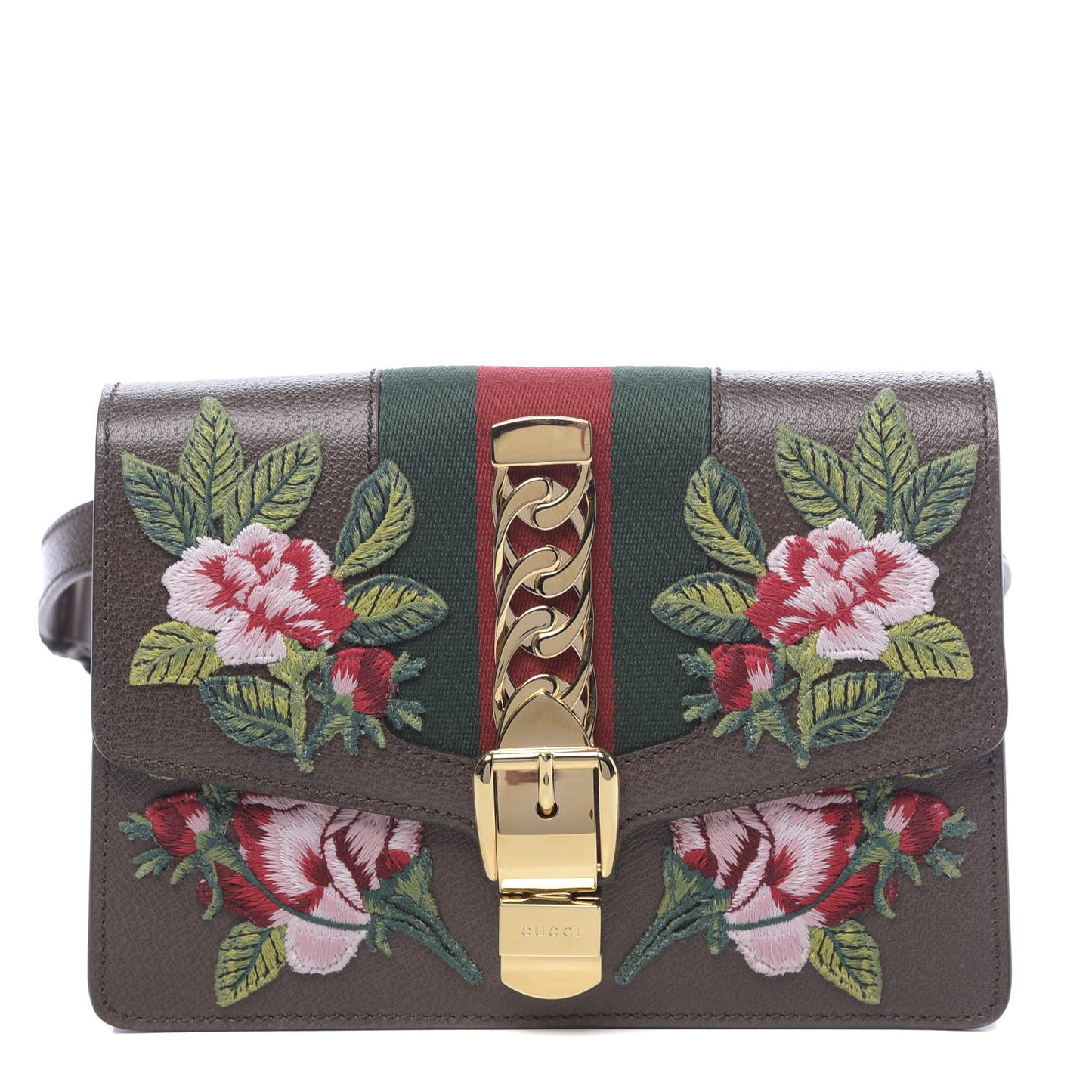Calfskin Embroidered Sylvie Belt Bag 95 34 Brown
