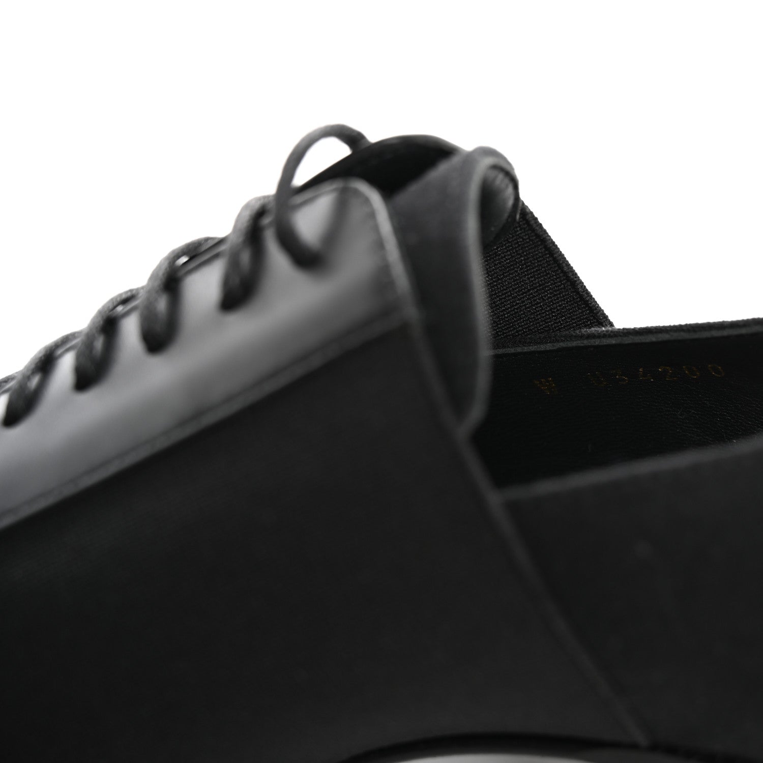 Chanel Calfskin Elastic Lace Up Cap Toe CC Loafers 37 Black 9 of 9