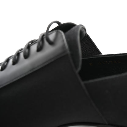Chanel Calfskin Elastic Lace Up Cap Toe CC Loafers 37 Black 9 of 9