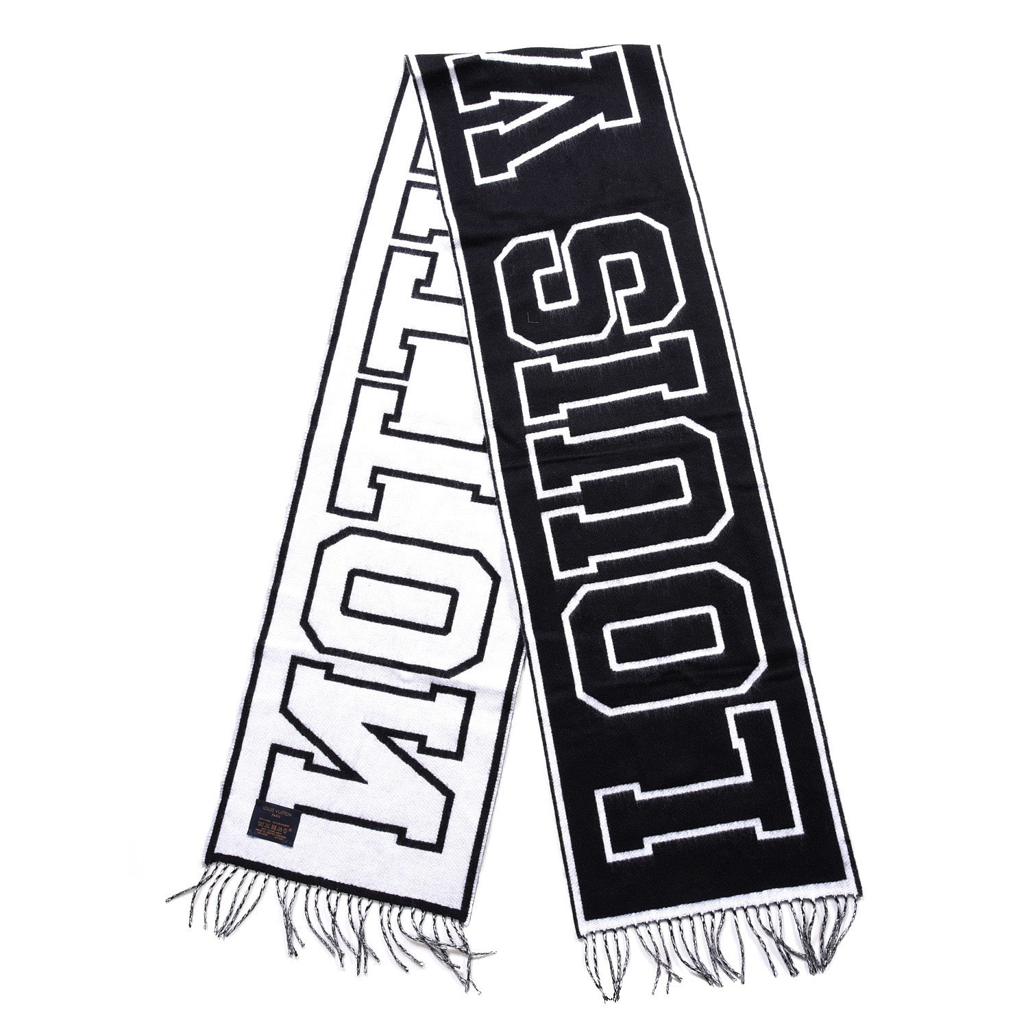 Louis Vuitton Wool Cashmere Louis City Scarf Black White 2 of 4