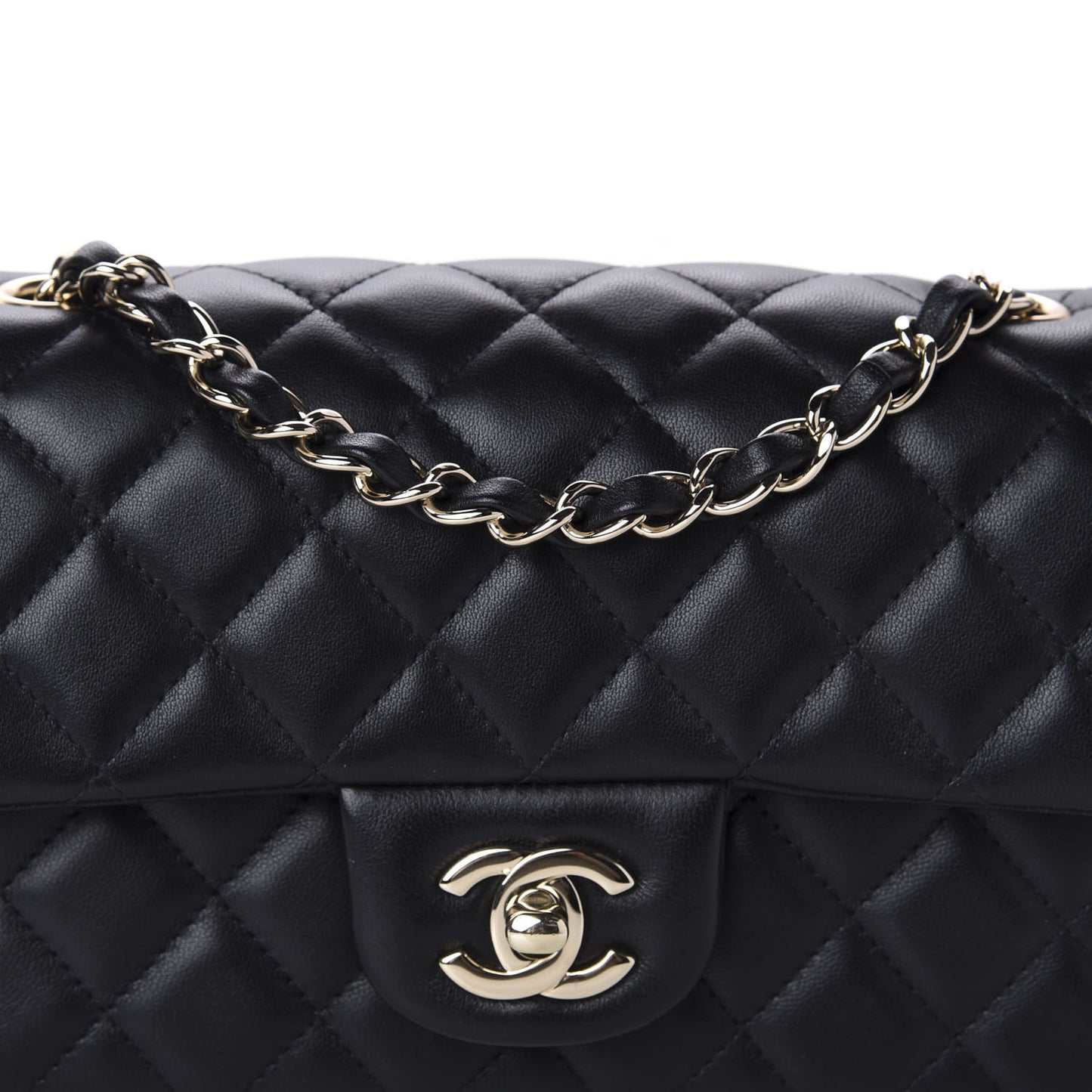 Lambskin Quilted Mini Rectangular Flap Black