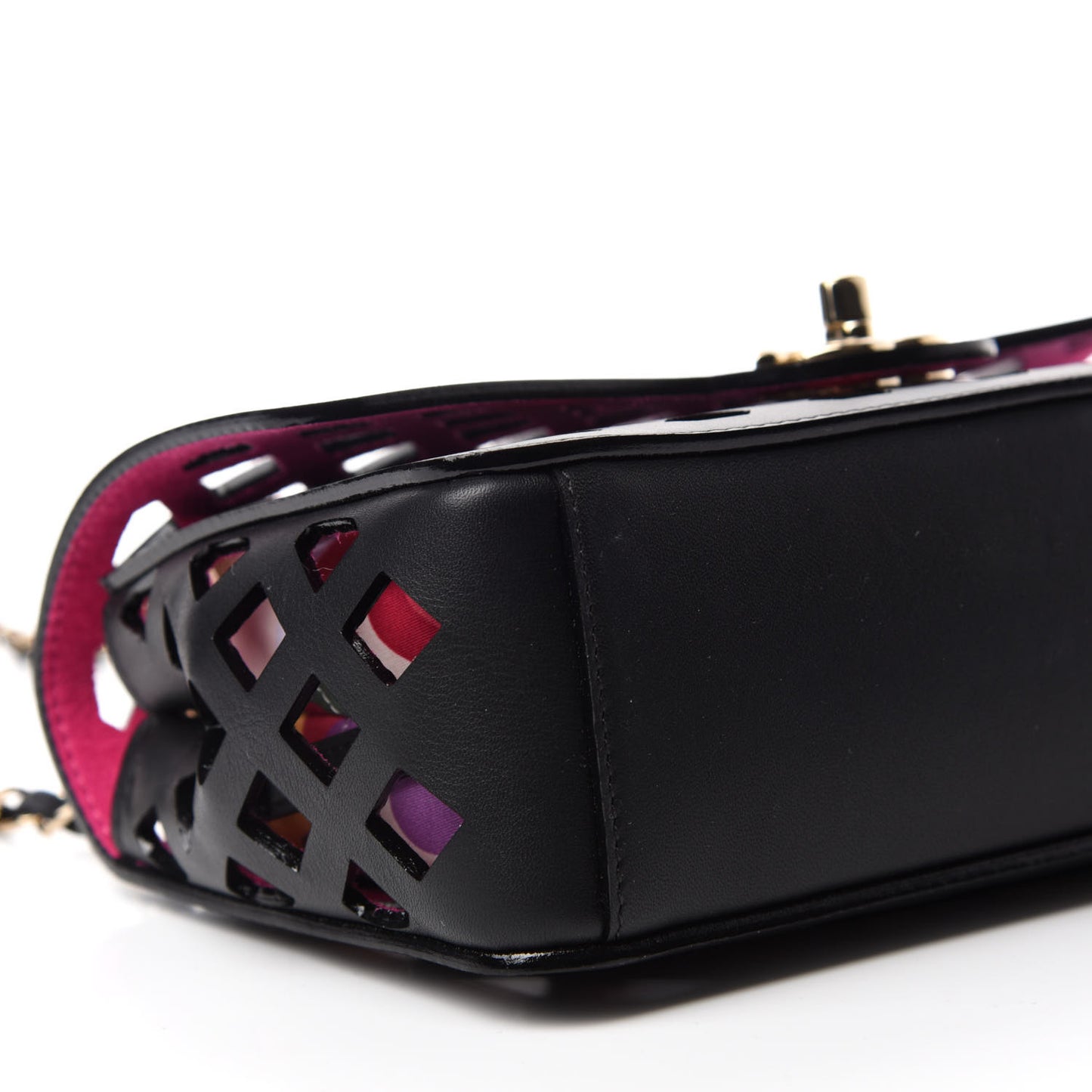 Lambskin Small Sea Through Flap Black