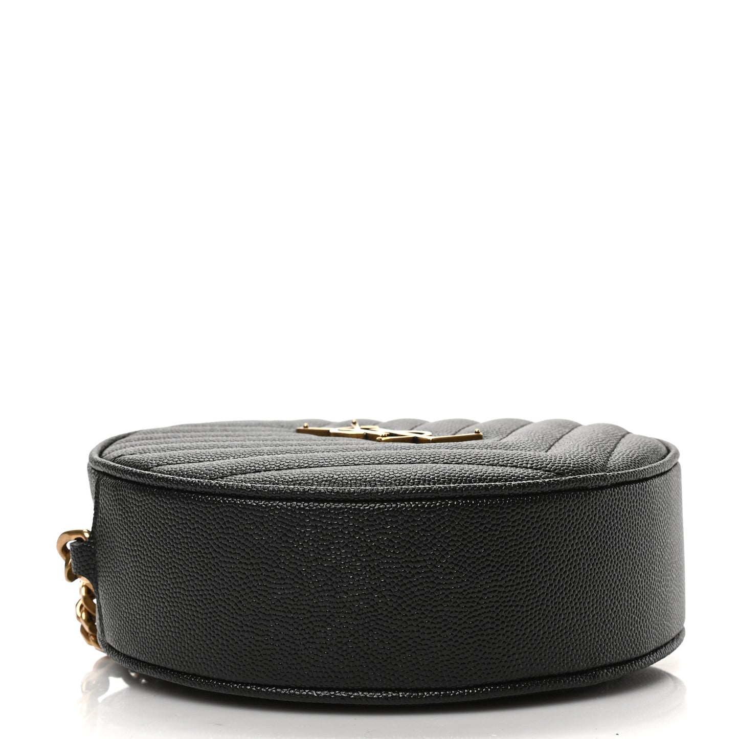 Grain De Poudre Matelasse Chevron Quilted Round Vinyle Camera Bag Black