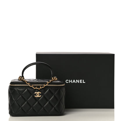 Chanel Lambskin Quilted Small Top Handle Vanity Case With Chain Black 12 of 12