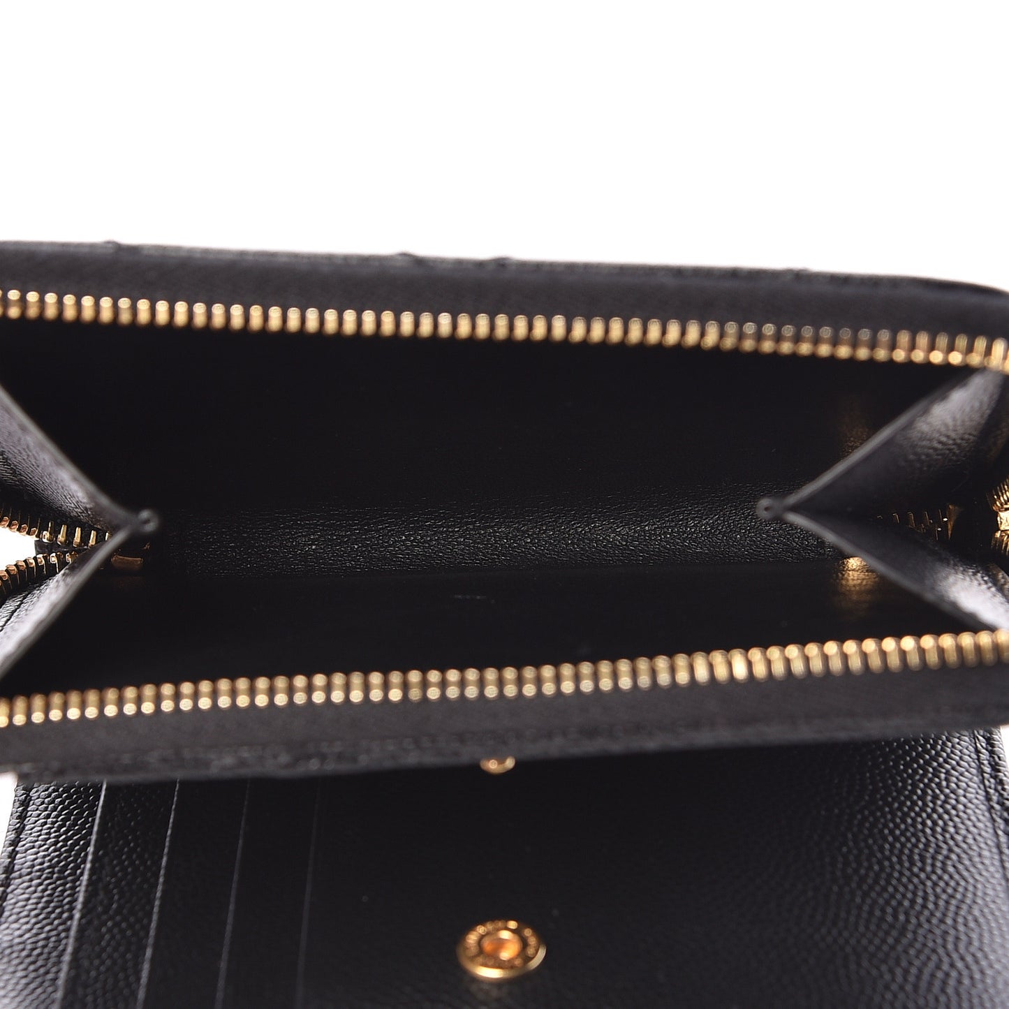 Grain De Poudre Matelasse Chevron Monogram Compact Zip Around Wallet Black