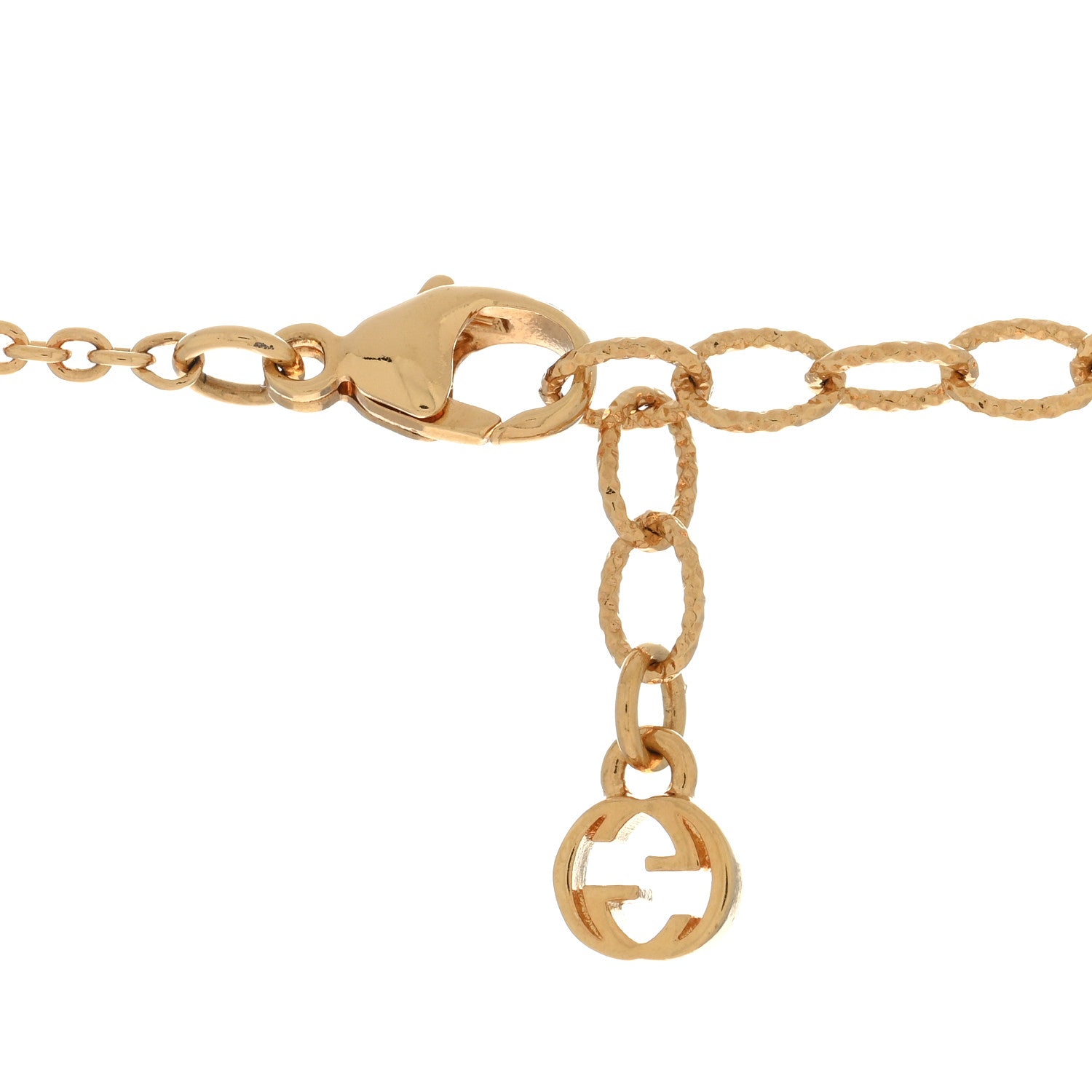 Gucci Metal Crystal Pearl Interlocking G Bee Charm Necklace Gold 4 of 4