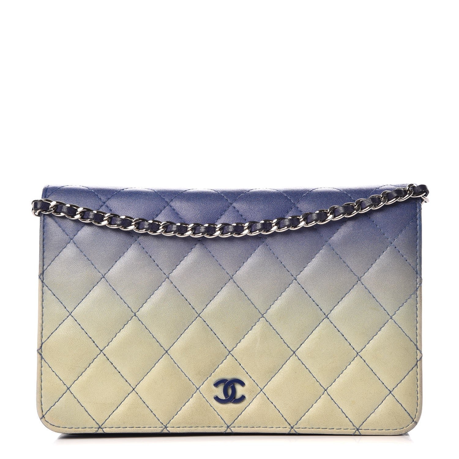 Chanel Lambskin Quilted Degrade Wallet On Chain WOC Purple White 1 of 12