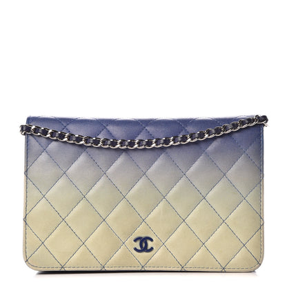 Chanel Lambskin Quilted Degrade Wallet On Chain WOC Purple White 1 of 12