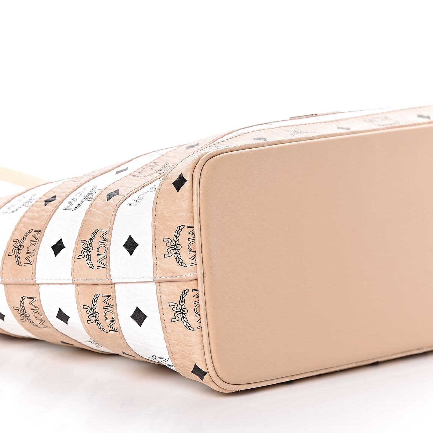 Visetos Striped Medium Anya Shopper Tote White Beige