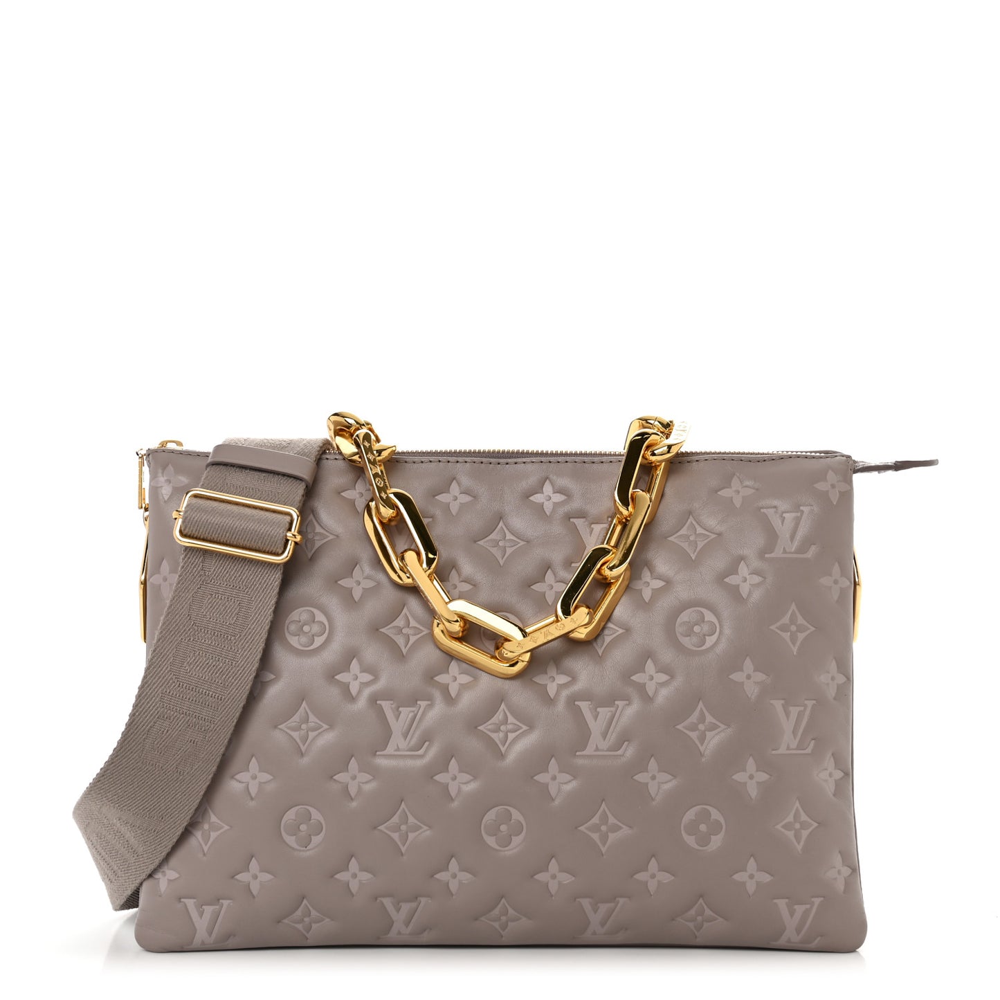 Lambskin Embossed Monogram Coussin MM Grey