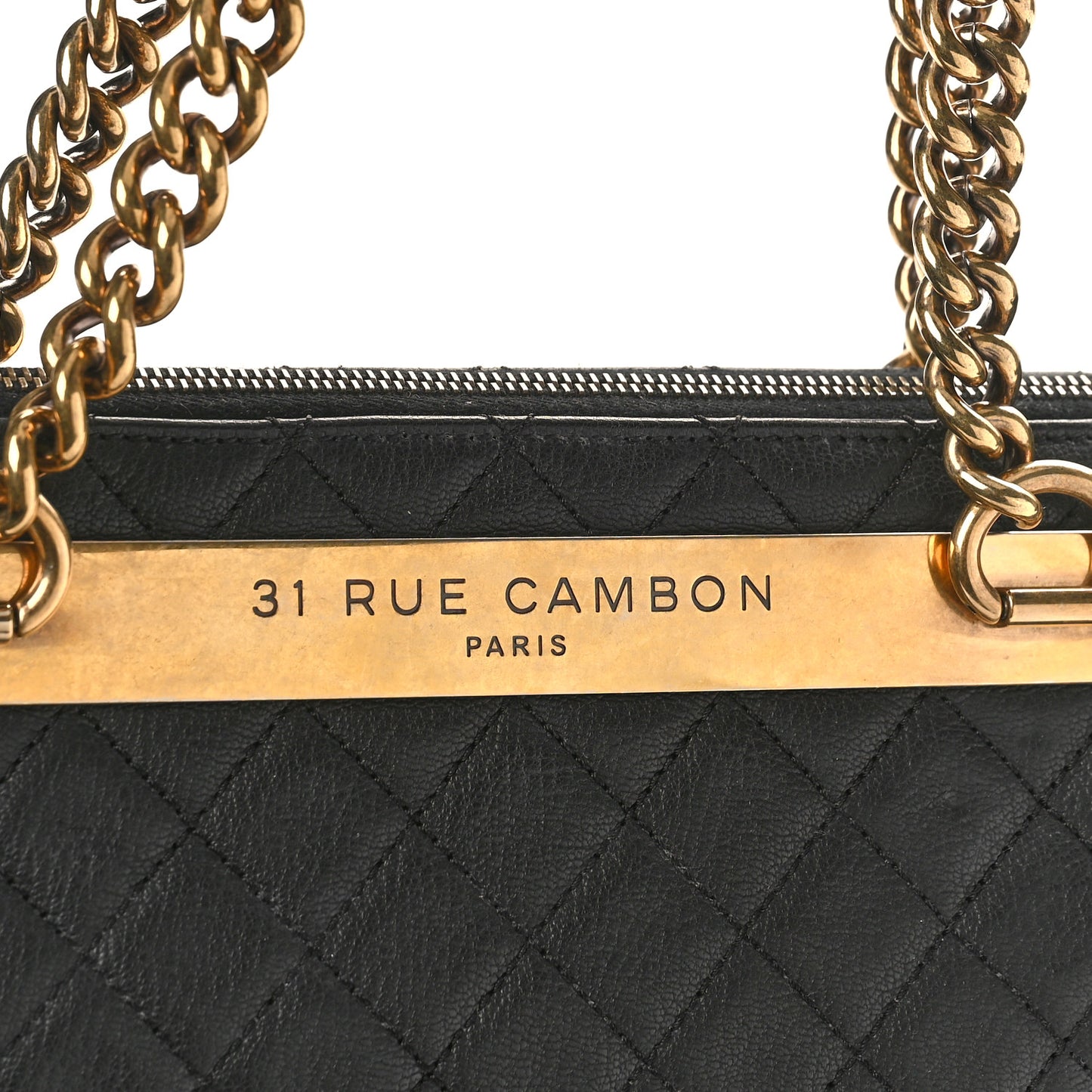 Goatskin Quilted Rita Shopping Tote Black