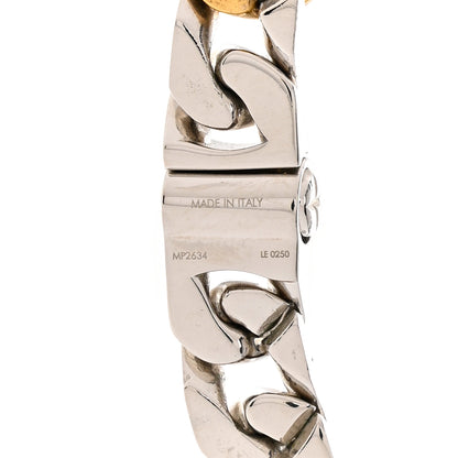 Louis Vuitton Metal Enamel Crystal Soapy Chain Necklace Silver Gold 6 of 7