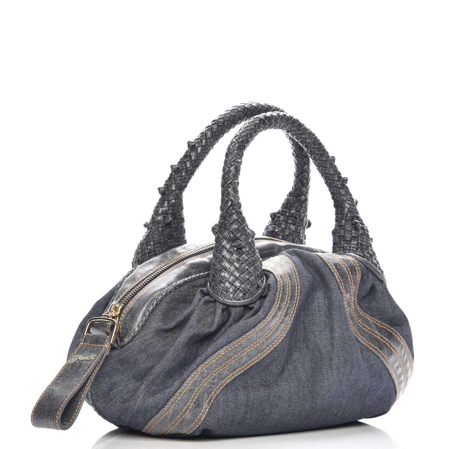 Fendi Denim Spalmati Woven Spy Bowler Blue 3 of 7