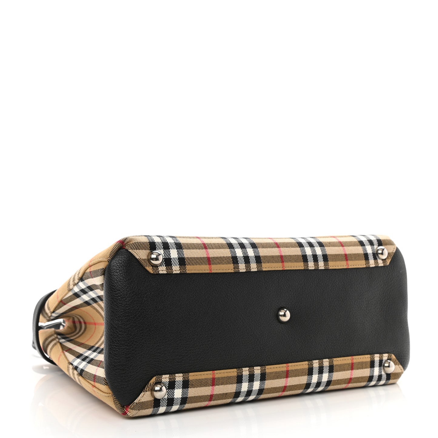 Goatskin Vintage Check Medium Banner Tote Black