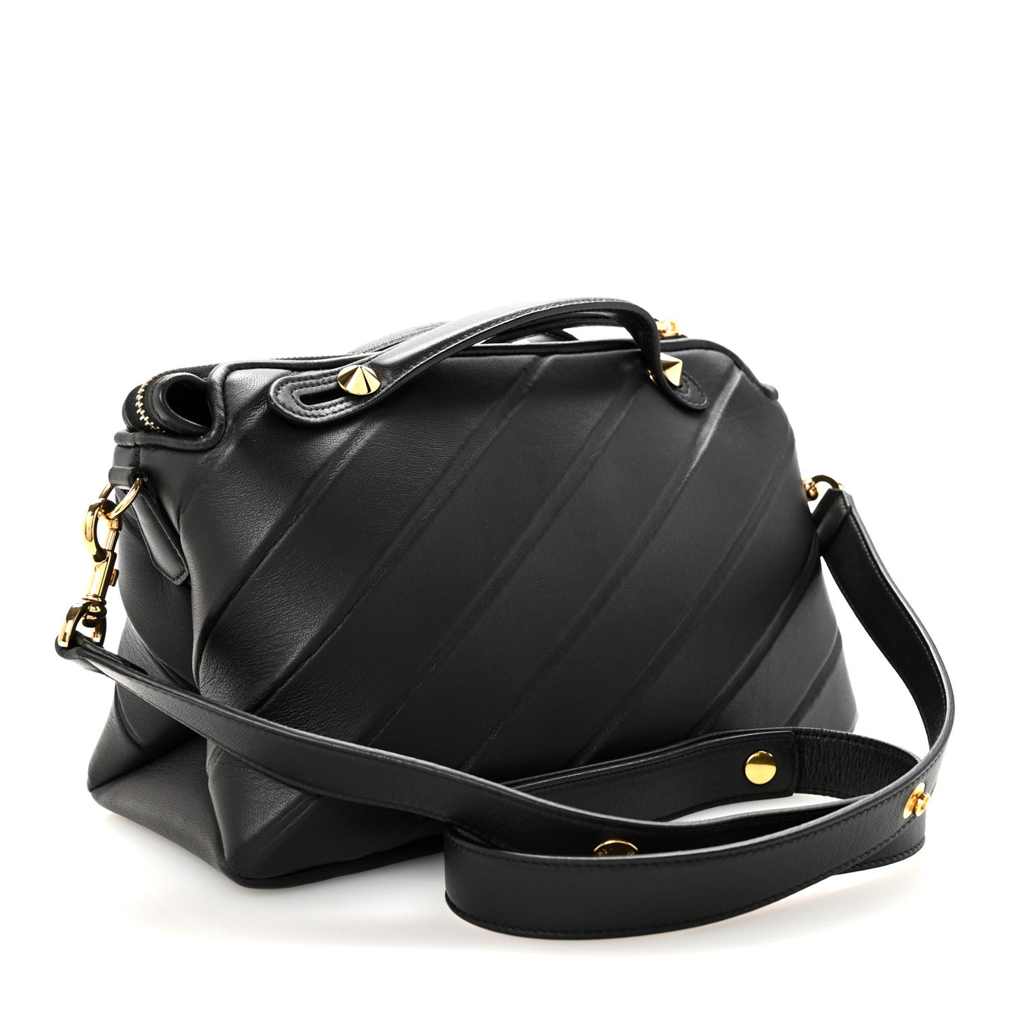 Vitello Dolce Diagonal Embossed Medium By The Way Boston Bag Black