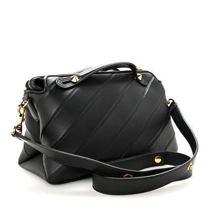 Fendi Vitello Dolce Diagonal Embossed Medium By The Way Boston Bag Black 3 of 10