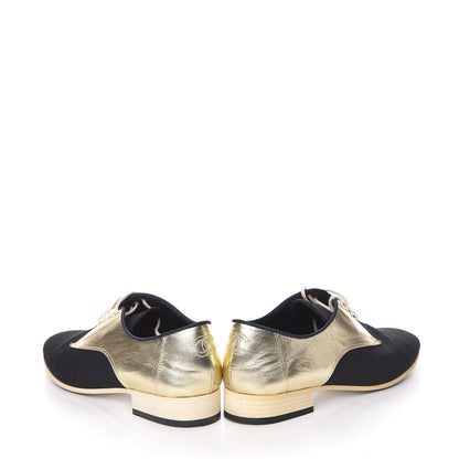 Chanel Metallic Lambskin CC Lace Up Oxfords 38 Dark Gold 7 of 17