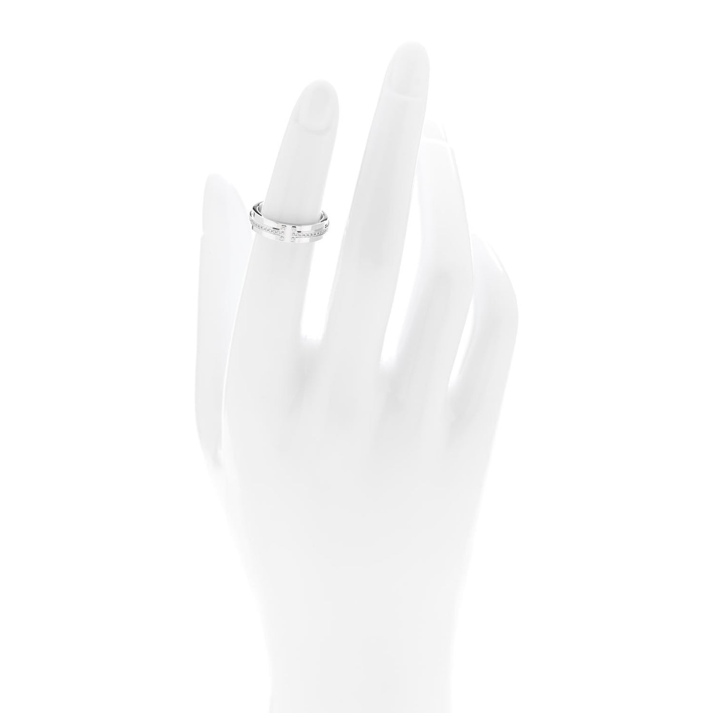 18K White Gold Diamond Narrow T Two Ring 47 4