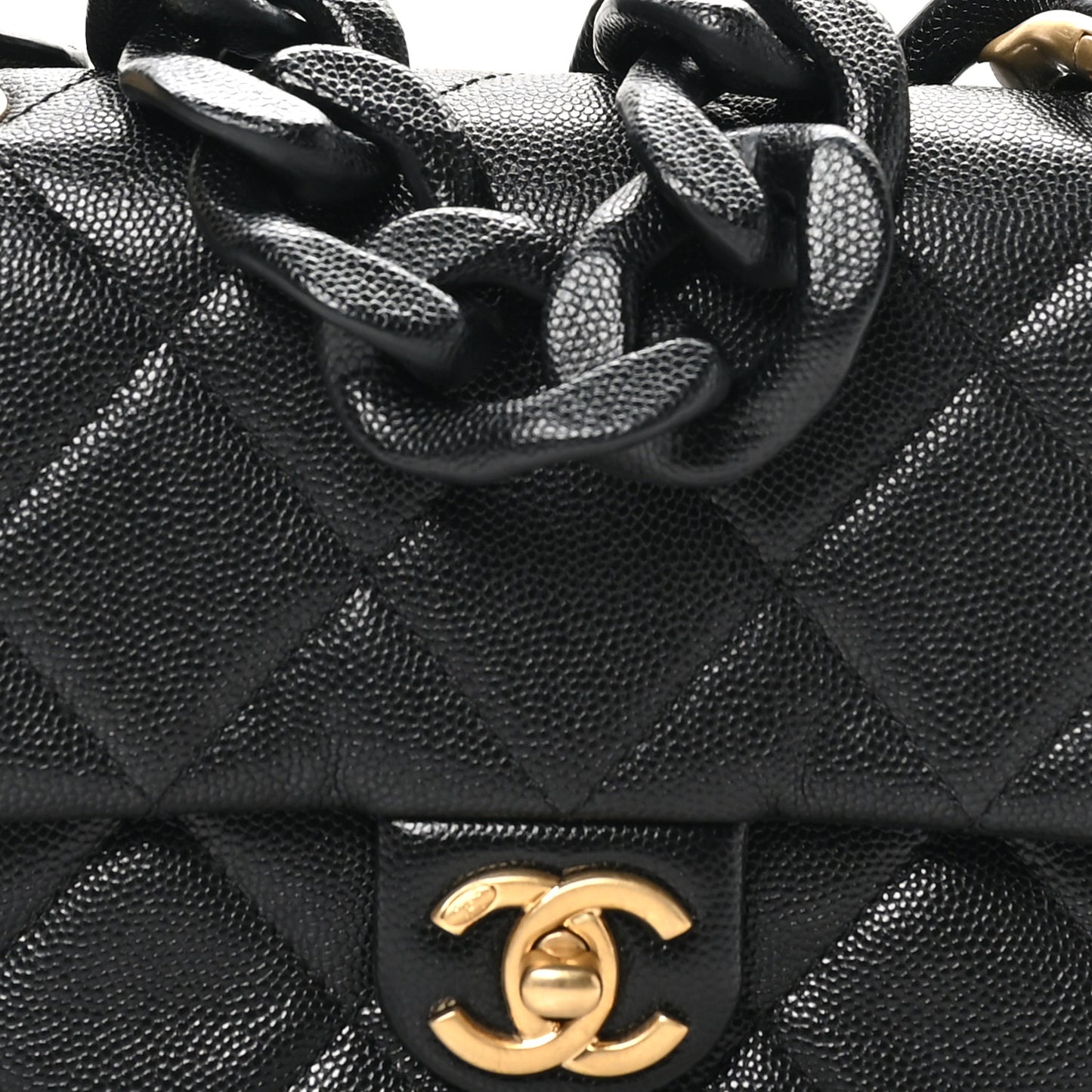 Caviar Quilted Funky Match Mini Flap Black