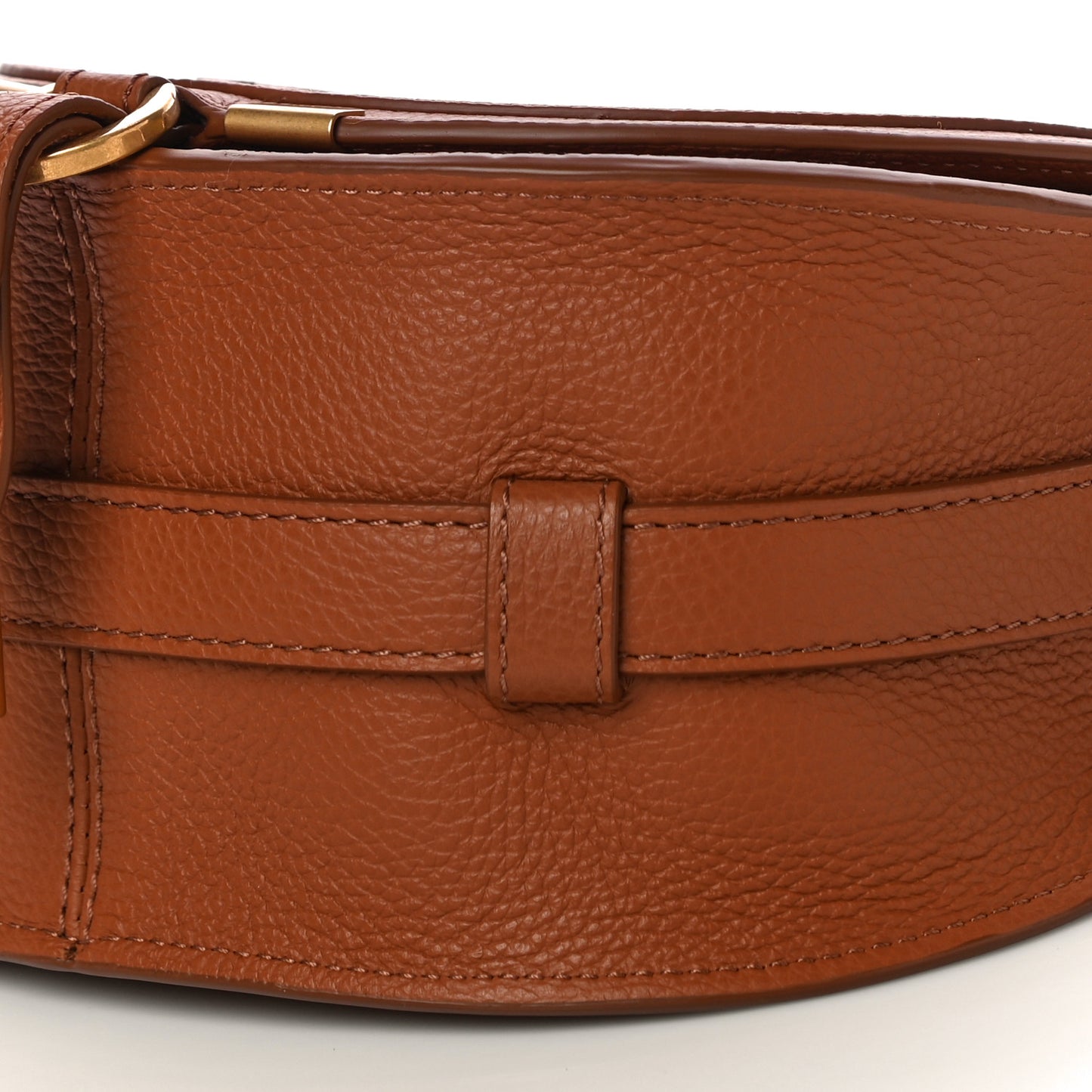 Calfskin Embroidery Mini Marcie Round Crossbody Bag Tan