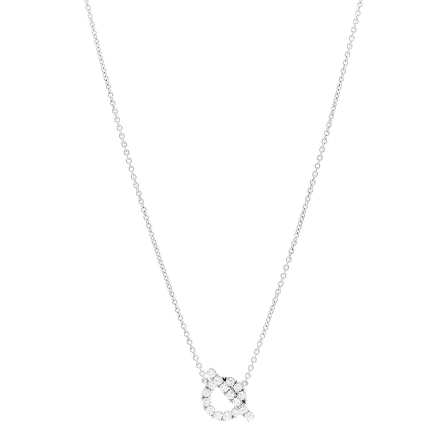 Hermes 18K White Gold Diamond Finesse Pendant Necklace 1 of 5