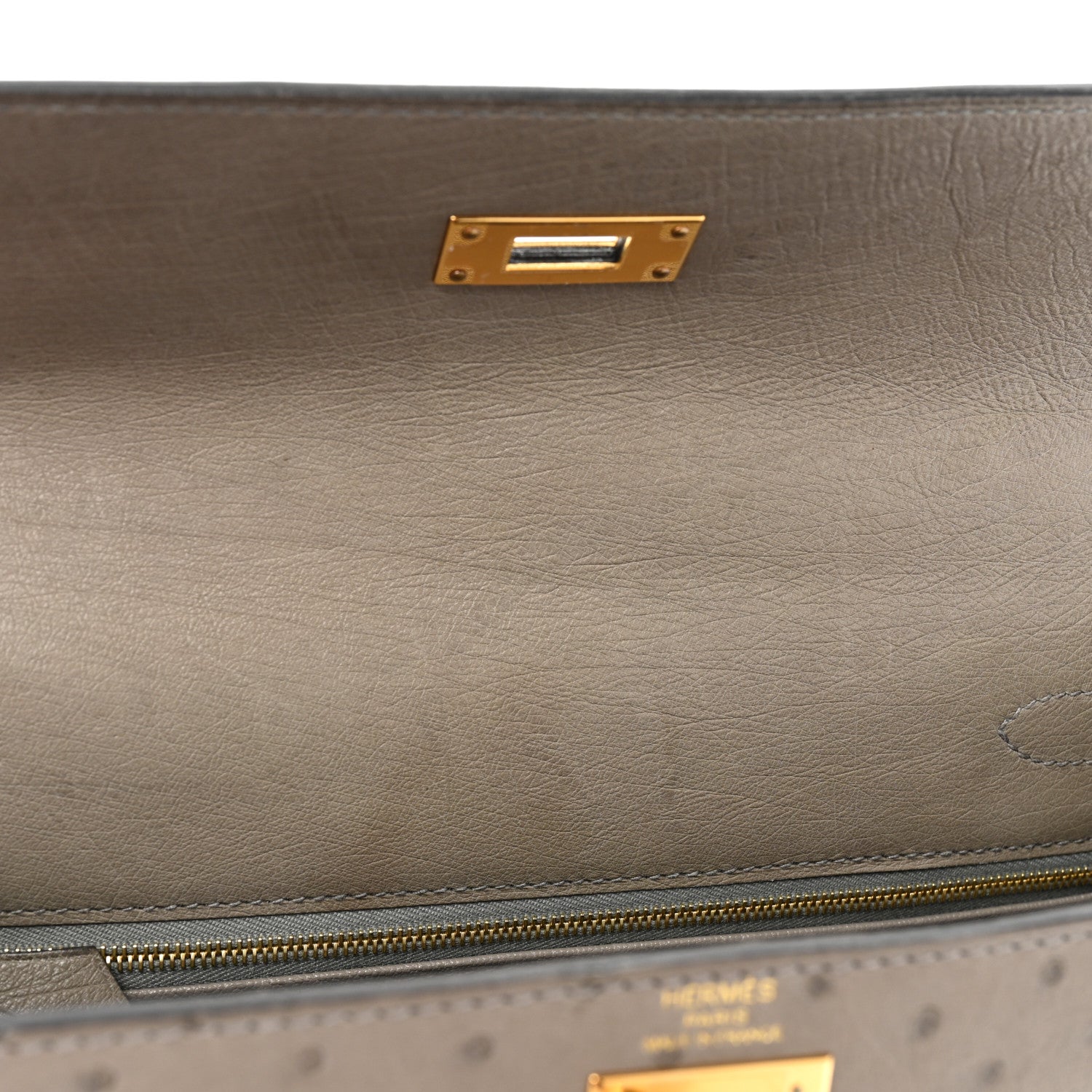 Hermes Ostrich Kelly Sellier 28 Gris Tourterelle 9 of 13