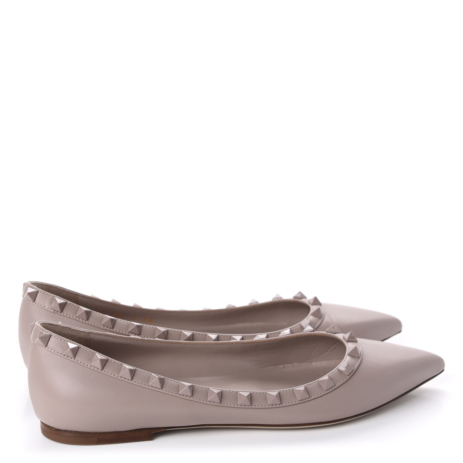 Valentino Garavani Calfskin Lacquered Monochrome Rockstud Ballerina Flats 38 Poudre 4 of 10