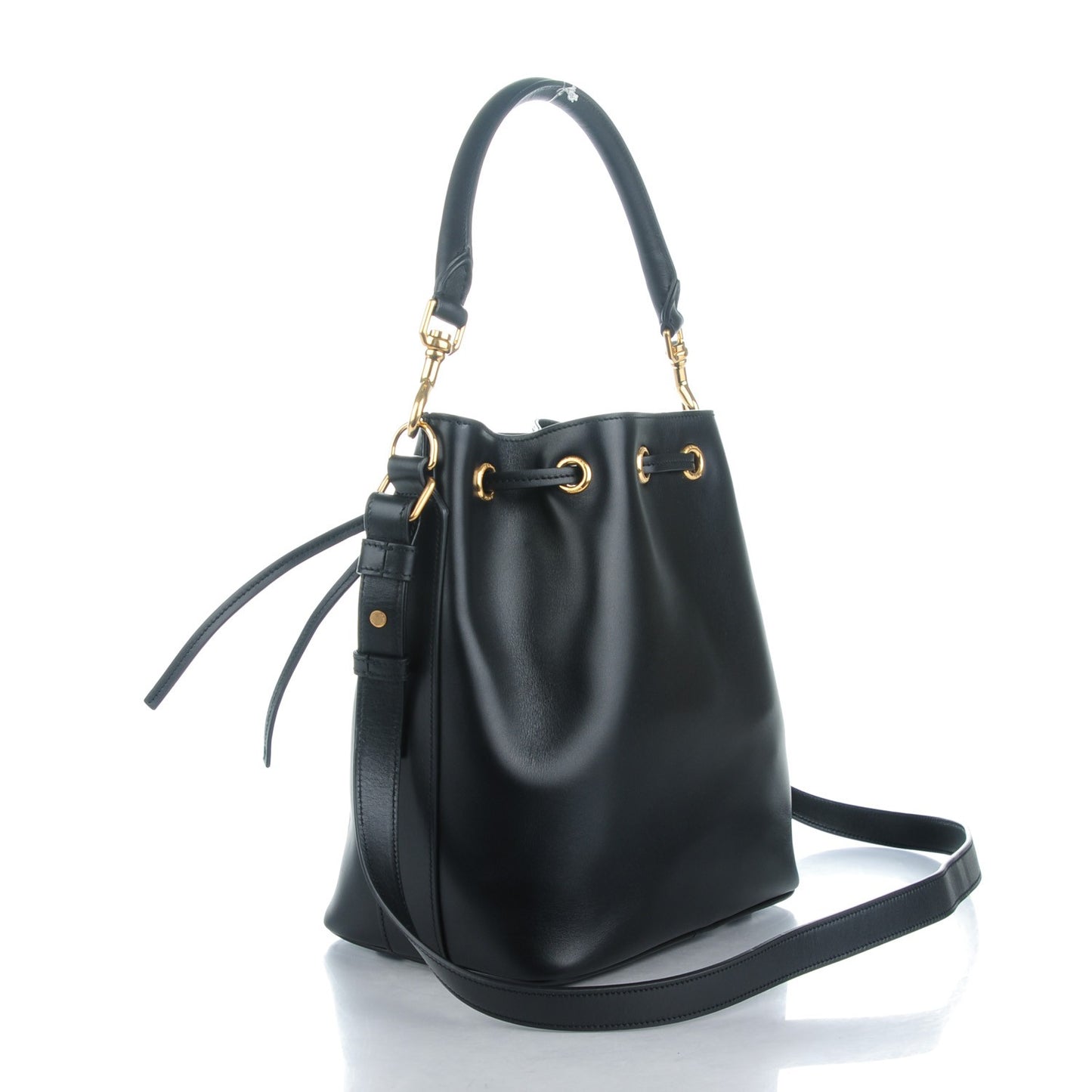 Calfskin Medium Emmanuelle Bucket Bag Black