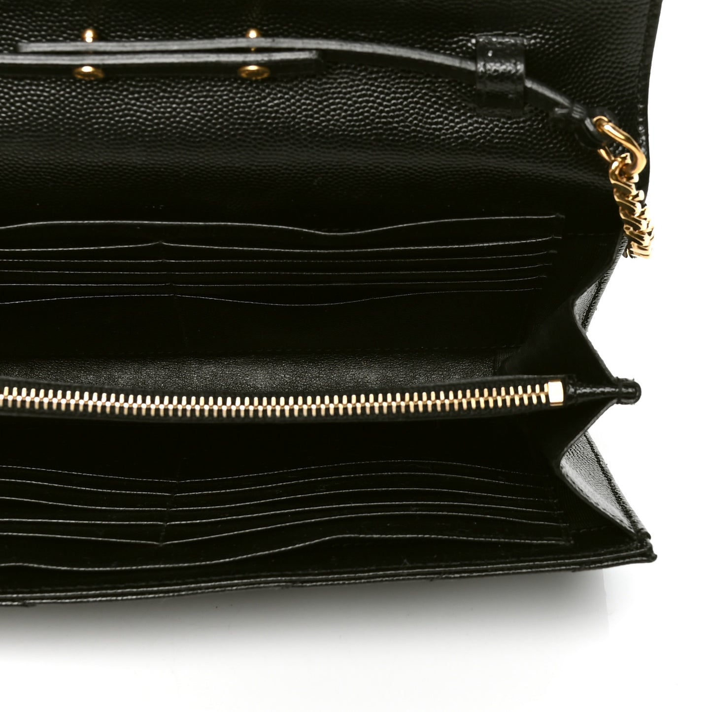 Grain De Poudre Matelasse Chevron Monogram Chain Wallet Black