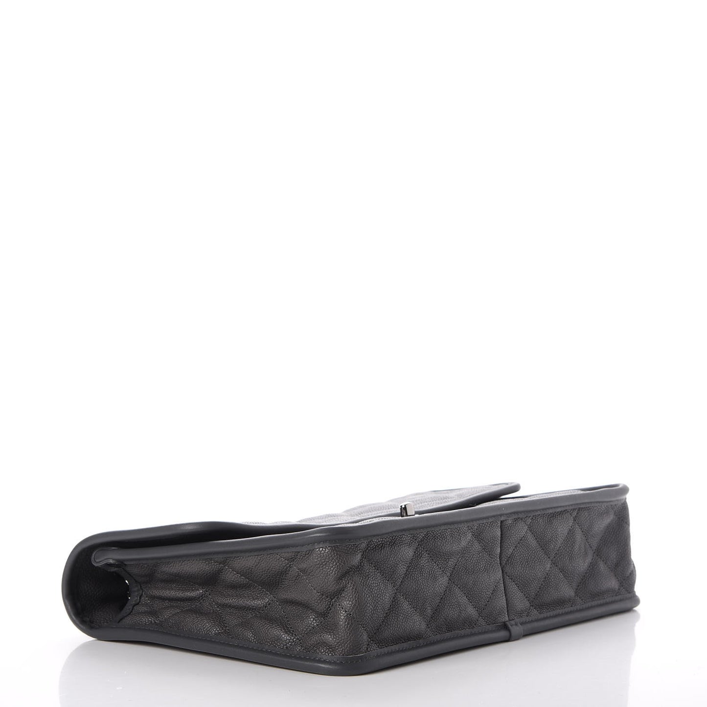 Caviar Quilted Large French Riviera Flap Dark Grey
