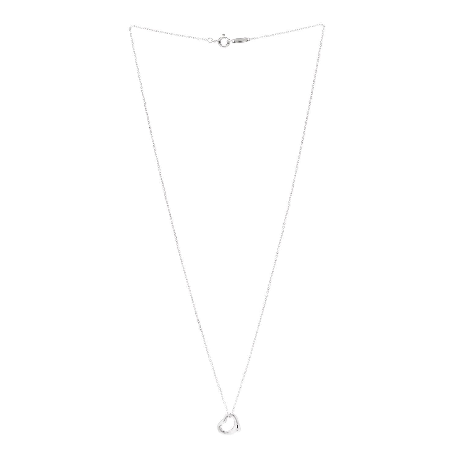 Tiffany Sterling Silver 14mm Elsa Peretti Open Heart Pendant Necklace 3 of 6