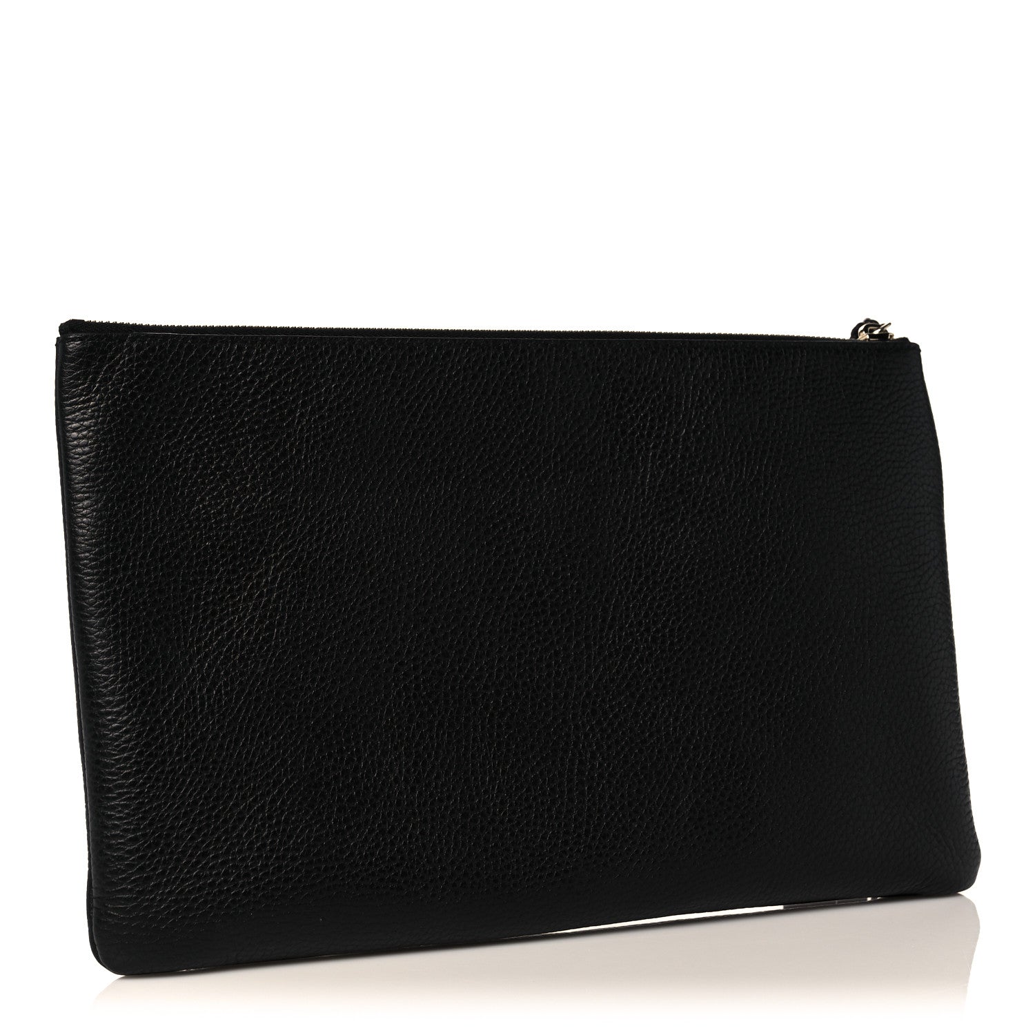Gucci Pebbled Calfskin Large Bamboo Clutch Black 3 of 10