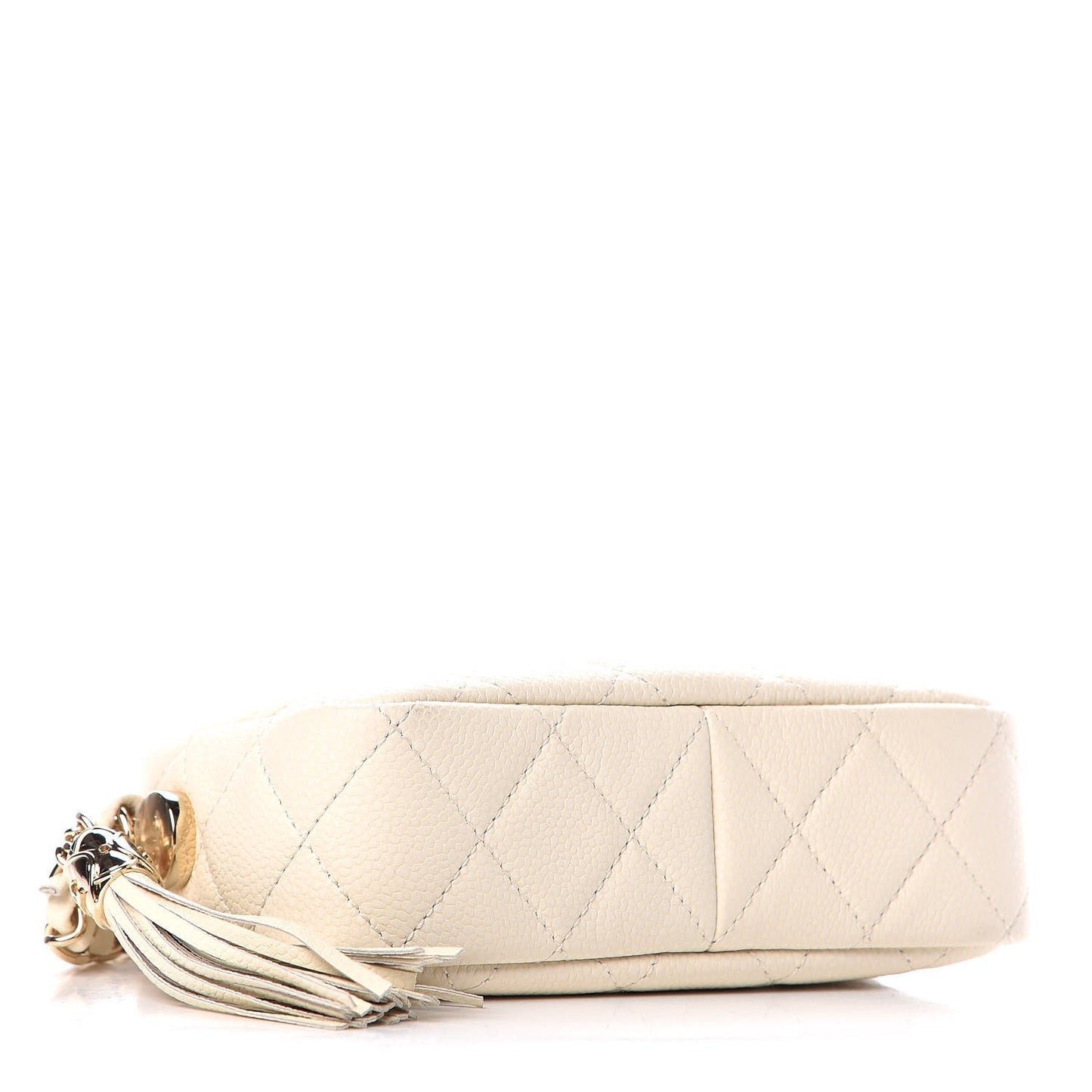 Caviar Quilted Mini Coco Tassel Camera Case White
