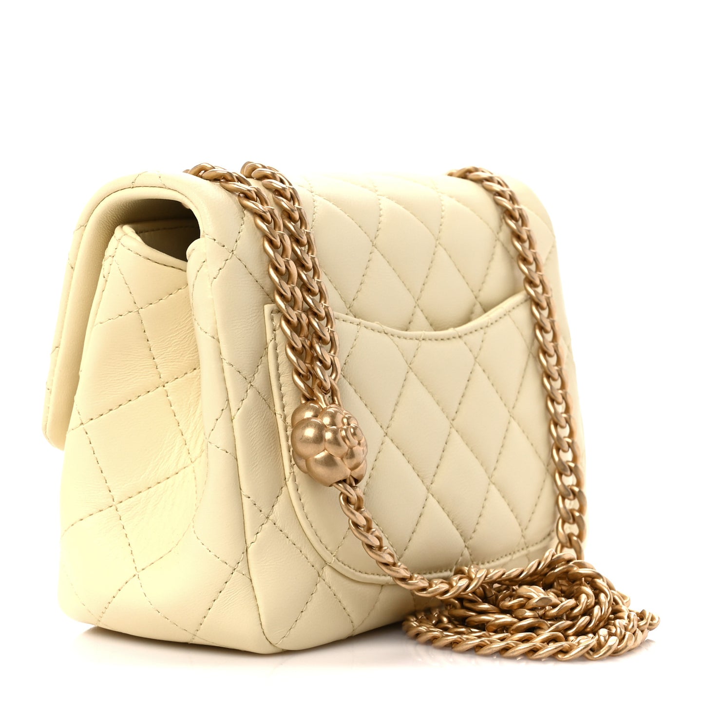 Lambskin Quilted Mini Sweet Camellia Flap Light Yellow