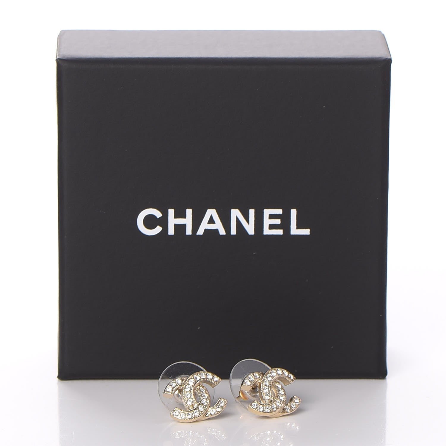 Chanel Crystal CC Earrings Gold 5 of 5