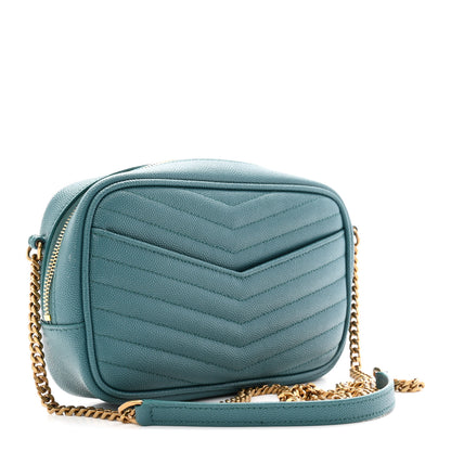 Saint Laurent Grain De Poudre Matelasse Monogram Mini Lou Camera Bag Blue Vert 3 of 12