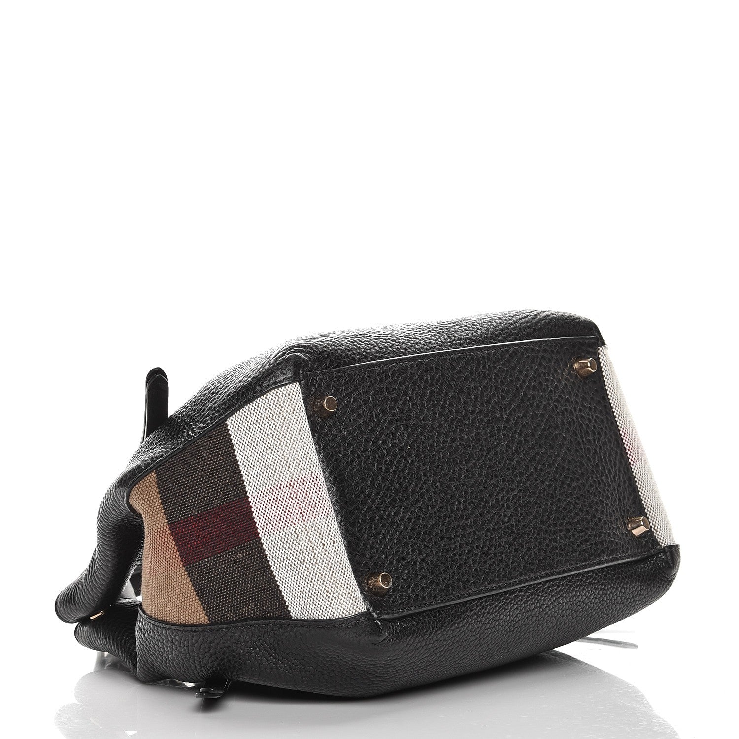 Burberry Grainy Calfskin House Check Small Maidstone Black 4 of 7