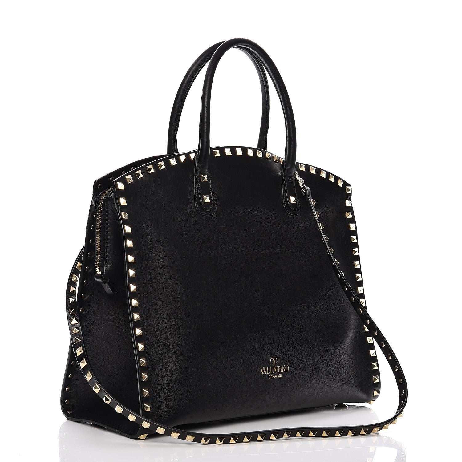 Valentino Garavani Vitello Rockstud Dome Shopper Black 4 of 16